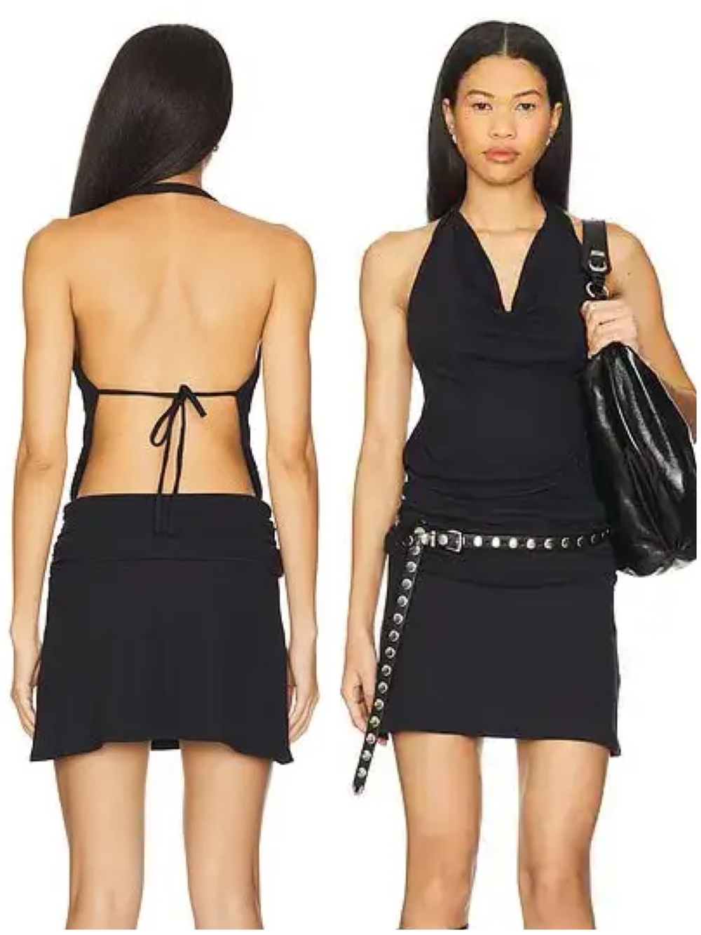 NEW Free People Beach Valerie Black Draped Halter Mini Dress